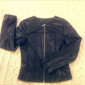 Michael Kors Collarless Leather Jacket